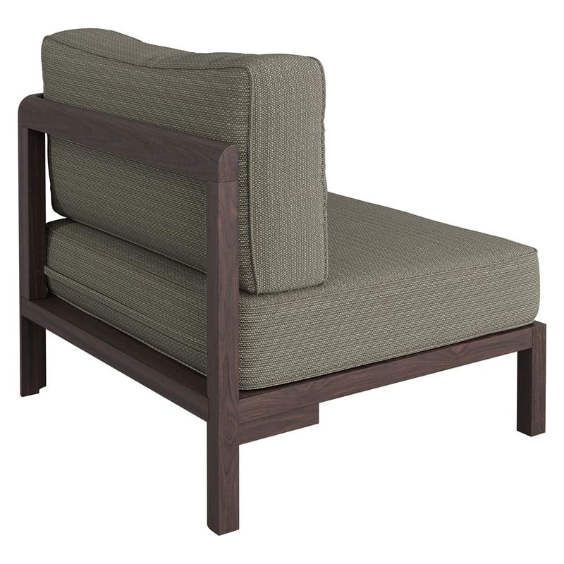 Kona Outdoor Teak Wood Right-Arm Facing Modular Armchair in Ash