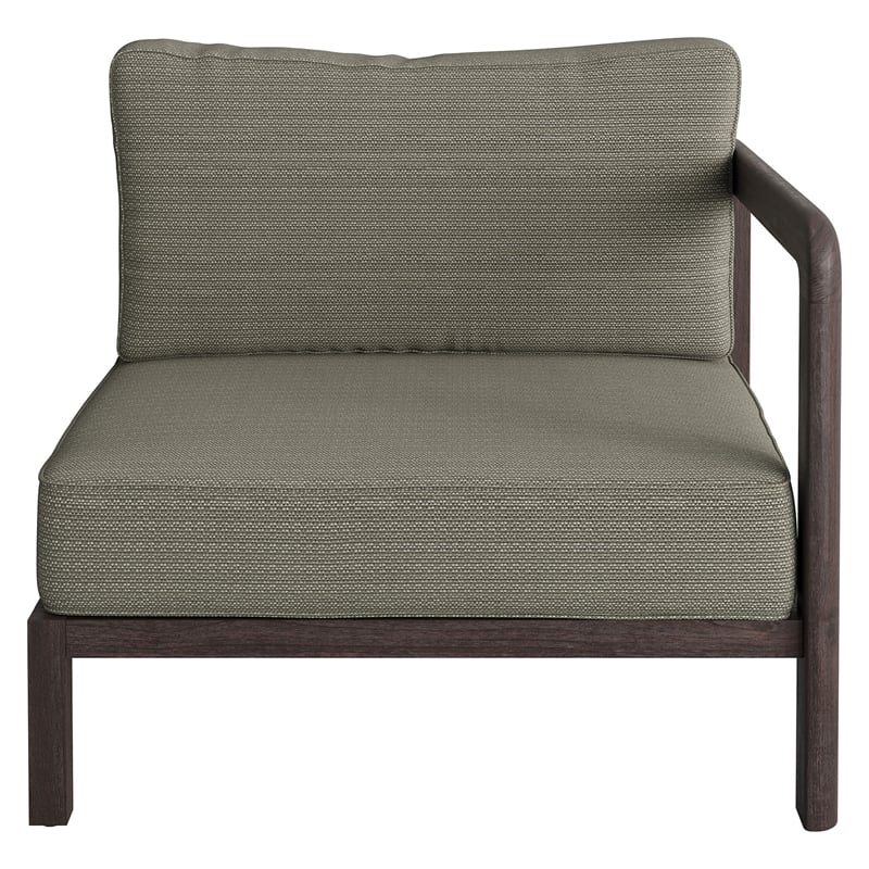 Kona Outdoor Teak Wood Right-Arm Facing Modular Armchair in Ash