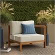 Kona Outdoor Teak Wood Right-Arm Facing Modular Armchair in Sand