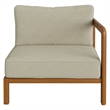 Kona Outdoor Teak Wood Right-Arm Facing Modular Armchair in Sand