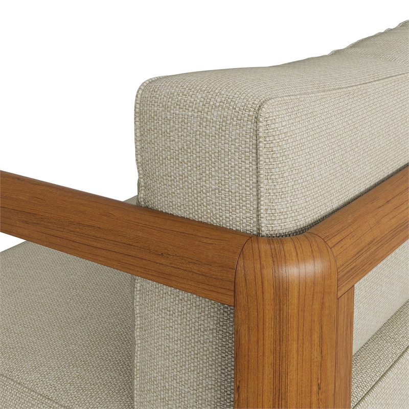 Kona Outdoor Teak Wood Right-Arm Facing Modular Armchair in Sand