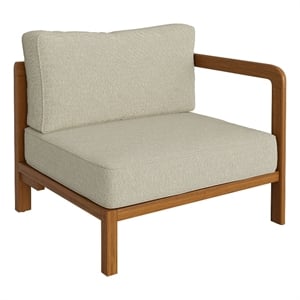 Kona Outdoor Teak Wood Right-Arm Facing Modular Armchair in Sand