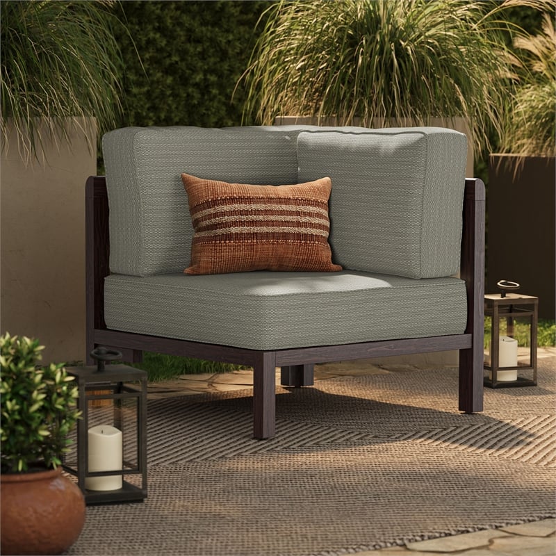 Kona Outdoor Teak Wood Corner Modular Chair in Ash