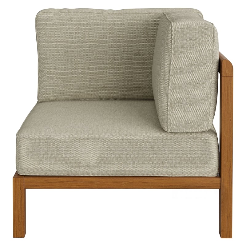 Kona Outdoor Teak Wood Corner Modular Chair in Sand