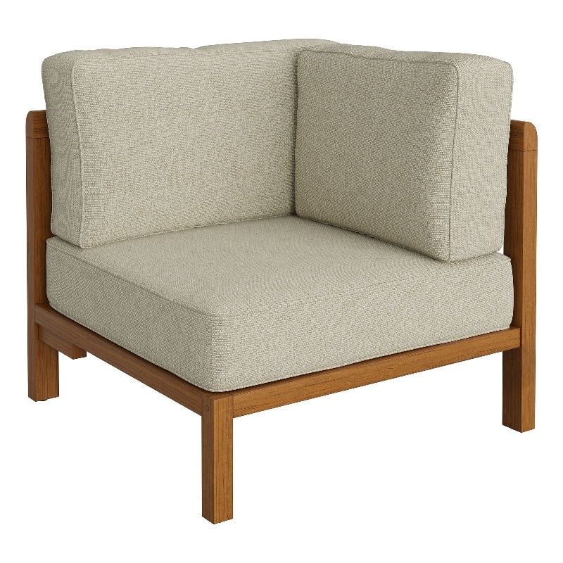 Kona Outdoor Teak Wood Corner Modular Chair in Sand