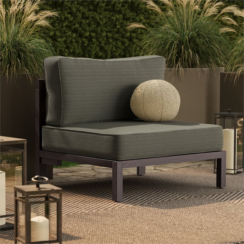 Kona Outdoor Teak Wood Armless Modular Chair in Ash