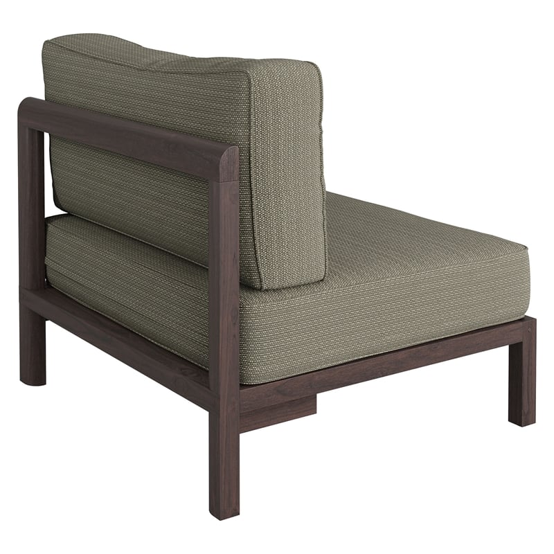 Kona Outdoor Teak Wood Armless Modular Chair in Ash