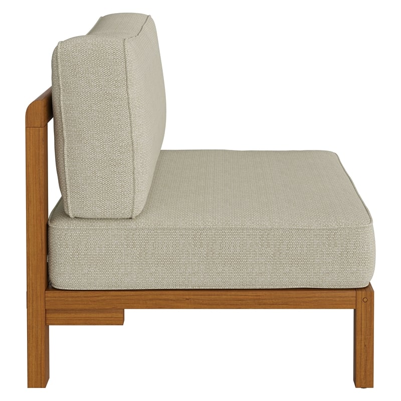 Kona Outdoor Teak Wood Armless Modular Chair in Sand