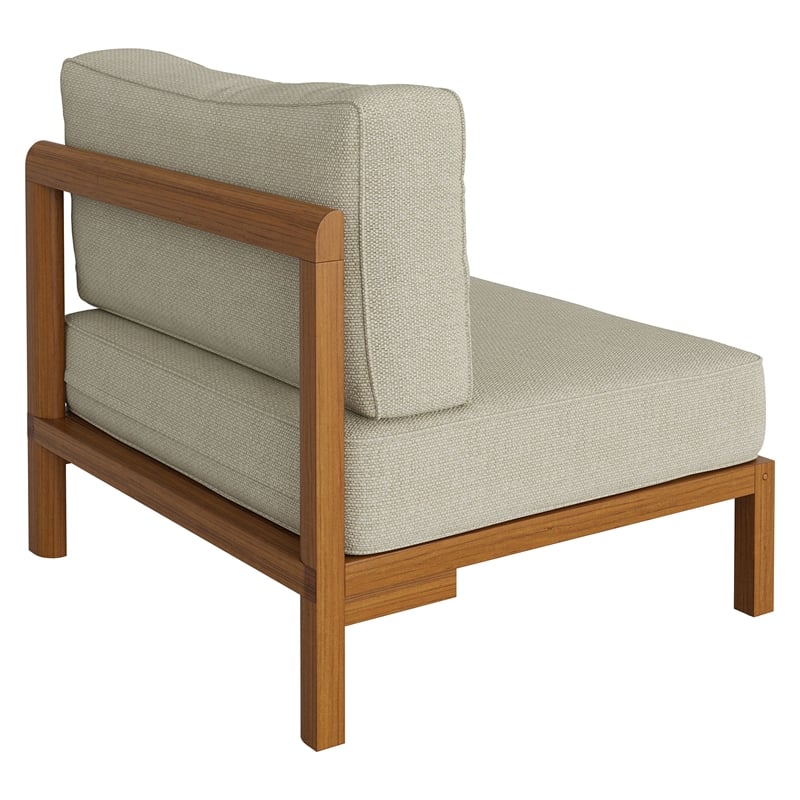 Kona Outdoor Teak Wood Armless Modular Chair in Sand