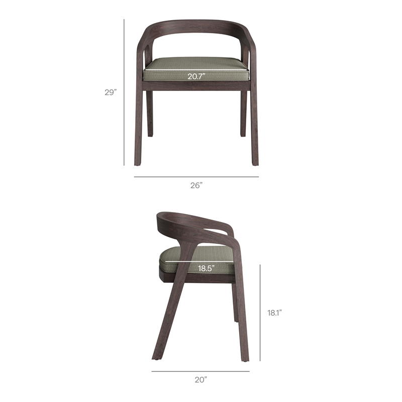 Modway Kona Teak Wood Outdoor Patio Barrel Dining Chair In Ash