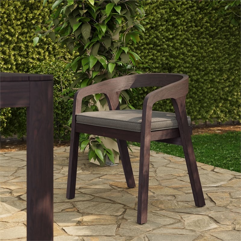 Modway Kona Teak Wood Outdoor Patio Barrel Dining Chair In Ash