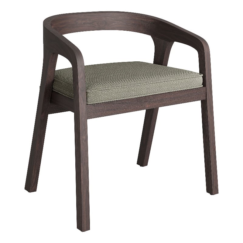 Modway Kona Teak Wood Outdoor Patio Barrel Dining Chair In Ash