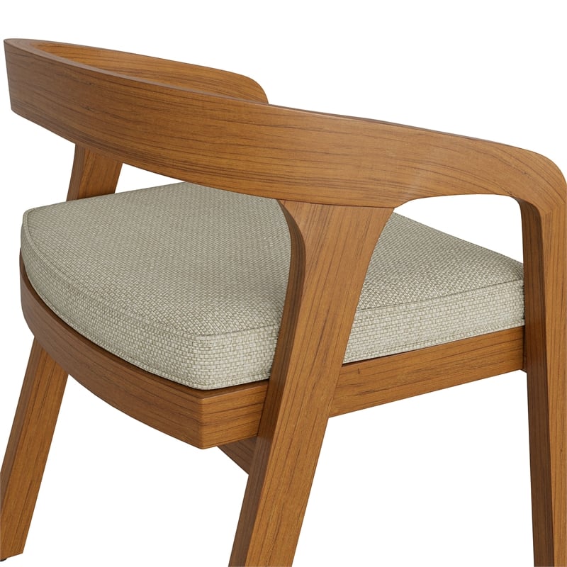 Modway Kona Teak Wood Outdoor Patio Barrel Dining Chair In Sand
