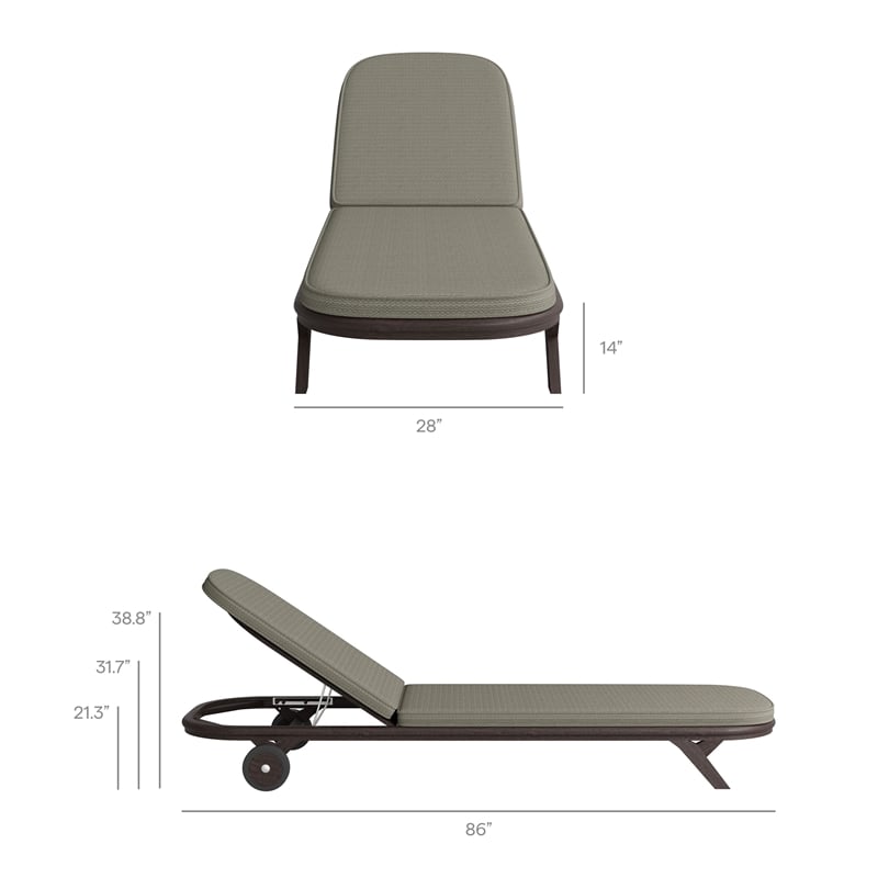 Kona Outdoor Teak Wood Chaise Lounge Chair in Ash