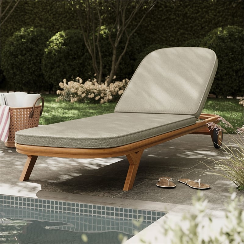 Kona Outdoor Teak Wood Chaise Lounge Chair in Sand