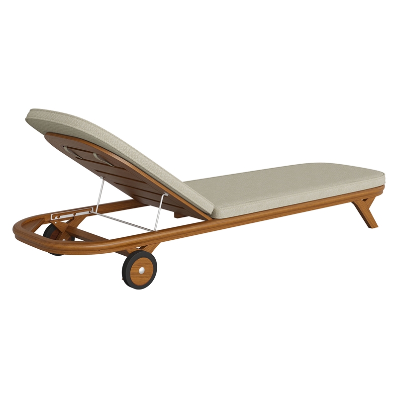 Kona Outdoor Teak Wood Chaise Lounge Chair in Sand