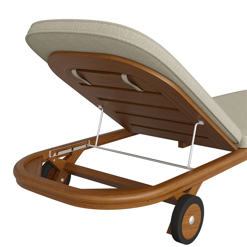 Kona Outdoor Teak Wood Chaise Lounge Chair in Sand