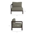 Kona 3-Piece Outdoor Teak Wood Modular Sofa Set in Ash
