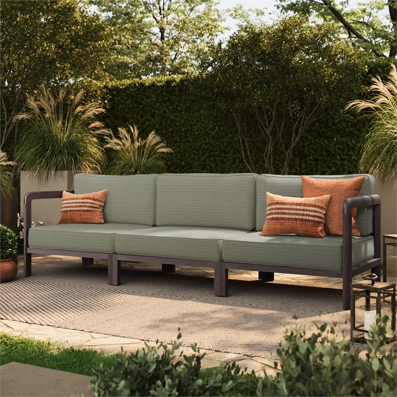 Kona 3-Piece Outdoor Teak Wood Modular Sofa Set in Ash