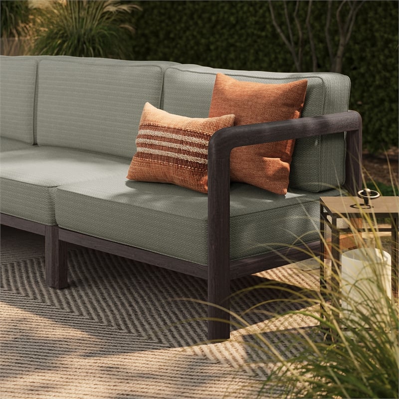 Kona 3-Piece Outdoor Teak Wood Modular Sofa Set in Ash