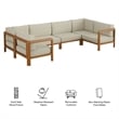Kona 6-Piece Outdoor Teak Wood Modular Sofa in Sand
