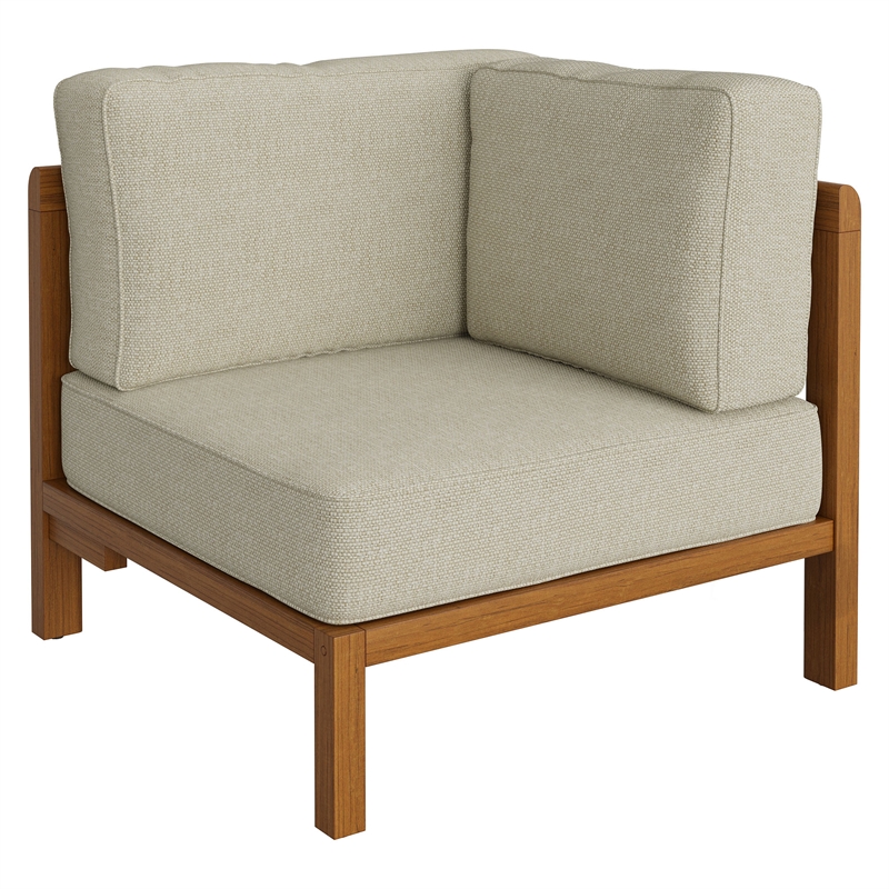 Kona 6-Piece Outdoor Teak Wood Modular Sofa in Sand