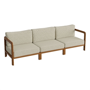 Kona 3-Piece Outdoor Teak Wood Modular Sofa Set in Sand