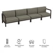 Kona 4-Piece Outdoor Teak Wood Modular Sofa Set in Ash