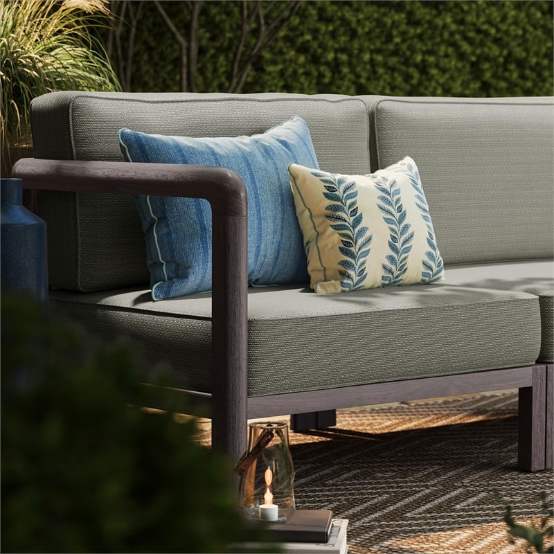 Kona 4-Piece Outdoor Teak Wood Modular Sofa Set in Ash