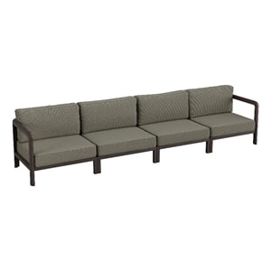 Kona 4-Piece Outdoor Teak Wood Modular Sofa Set in Ash