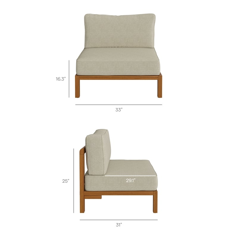 Kona 4-Piece Outdoor Teak Wood Modular Sofa Set in Sand