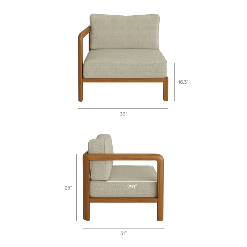 Kona 4-Piece Outdoor Teak Wood Modular Sofa Set in Sand