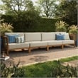 Kona 4-Piece Outdoor Teak Wood Modular Sofa Set in Sand