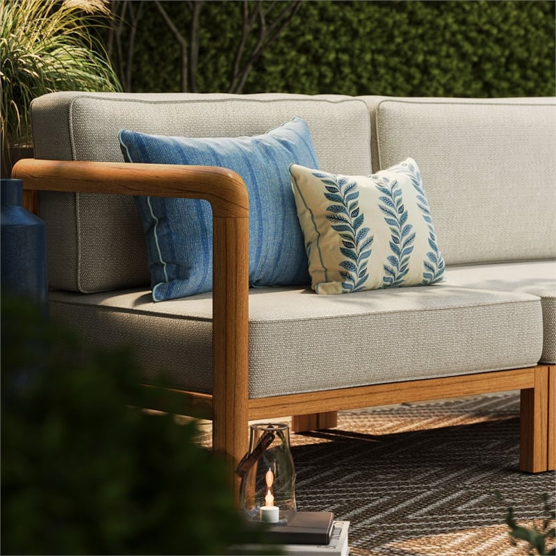 Kona 4-Piece Outdoor Teak Wood Modular Sofa Set in Sand