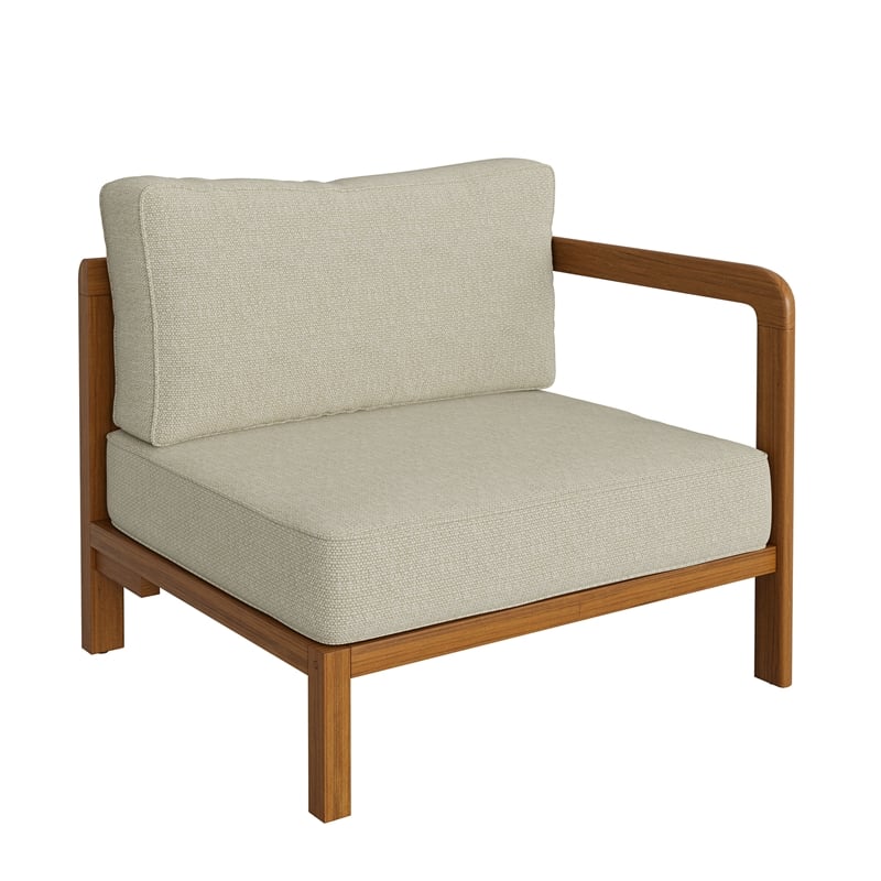 Kona 4-Piece Outdoor Teak Wood Modular Sofa Set in Sand