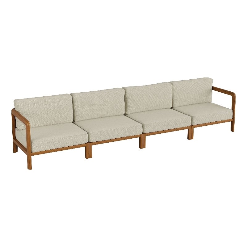 Kona 4-Piece Outdoor Teak Wood Modular Sofa Set in Sand