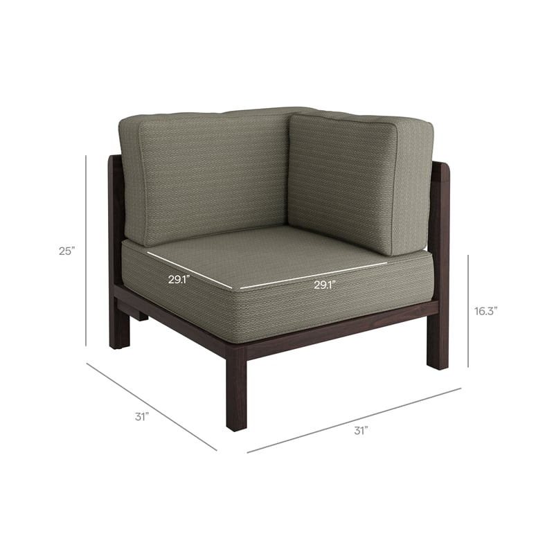 Kona L-Shaped Outdoor Teak Wood Modular Sofa in Ash