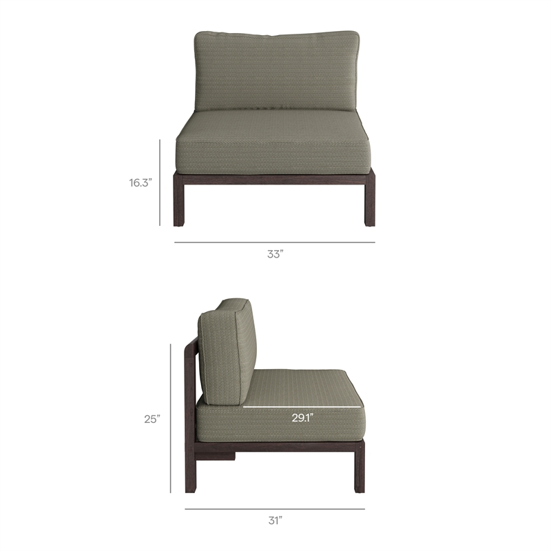 Kona L-Shaped Outdoor Teak Wood Modular Sofa in Ash