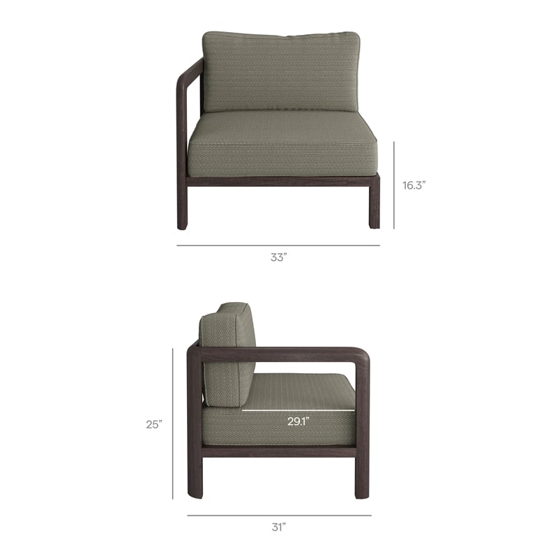 Kona L-Shaped Outdoor Teak Wood Modular Sofa in Ash