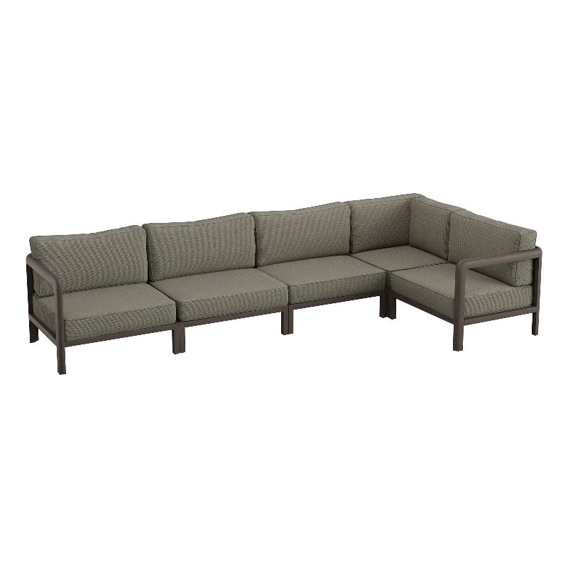 Kona L-Shaped Outdoor Teak Wood Modular Sofa in Ash