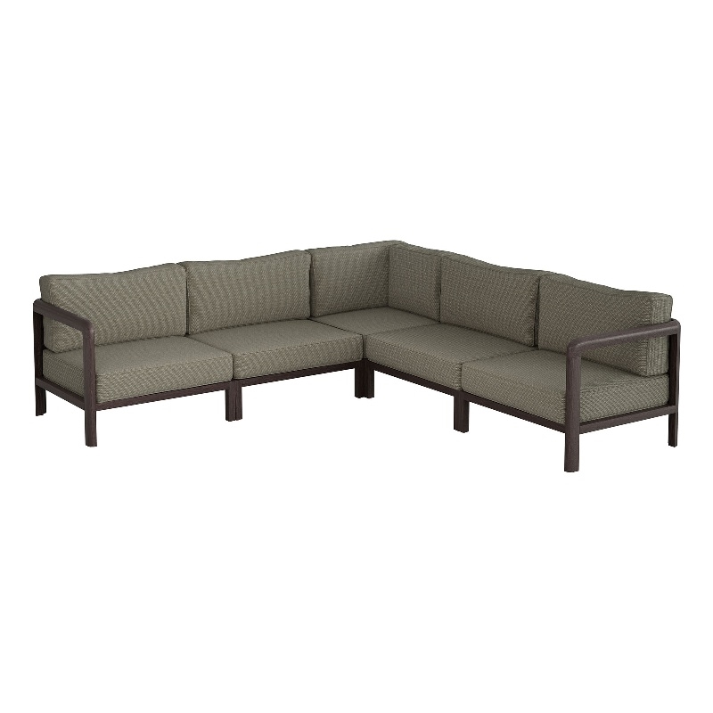 Kona 5-Piece Outdoor Teak Wood Corner Modular Sofa in Ash