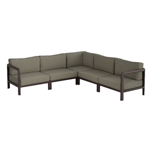 Kona 5-Piece Outdoor Teak Wood Corner Modular Sofa in Ash