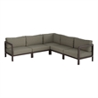 Kona 5-Piece Outdoor Teak Wood Corner Modular Sofa in Ash