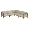 Kona 5-Piece Outdoor Teak Wood Corner Modular Sofa in Sand