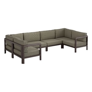 Kona 6-Piece Outdoor Teak Wood Modular Sofa in Ash