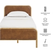 Wexford Vegan Leather Twin Platform Bed in Light Oak Canyon