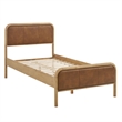 Wexford Vegan Leather Twin Platform Bed in Light Oak Canyon