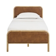 Wexford Vegan Leather Twin Platform Bed in Light Oak Canyon