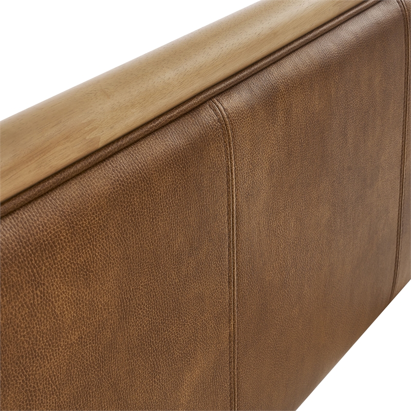 Wexford Vegan Leather Twin Platform Bed in Light Oak Canyon