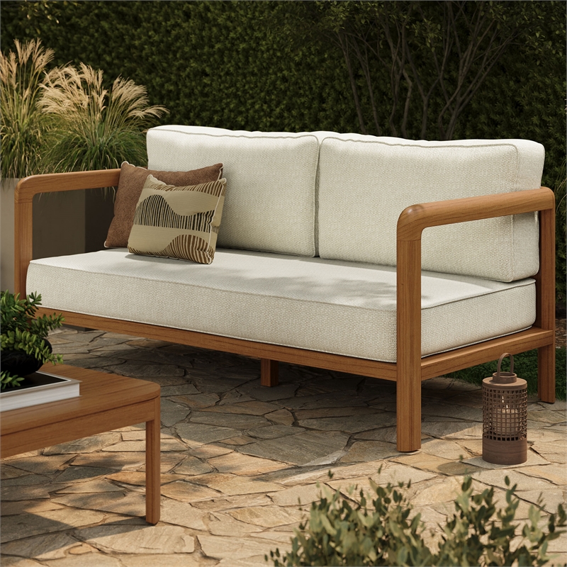 Kona Outdoor Teak Wood Loveseat in Sand